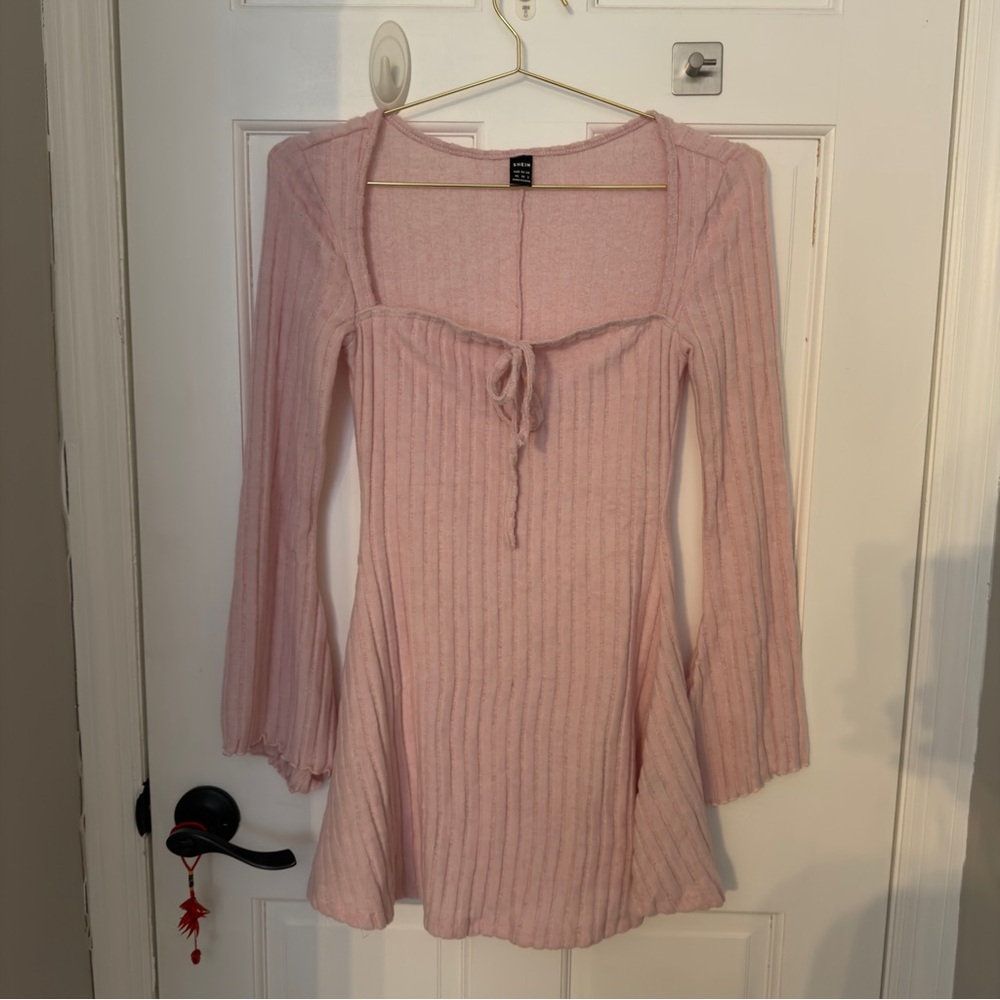 SHEIN Pink Ribbed Knit dress